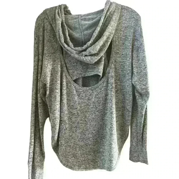 Athleta Women's Heather Gray Cutout Racerback Hoodie Sweatshirt Size M - Picture 10 of 12